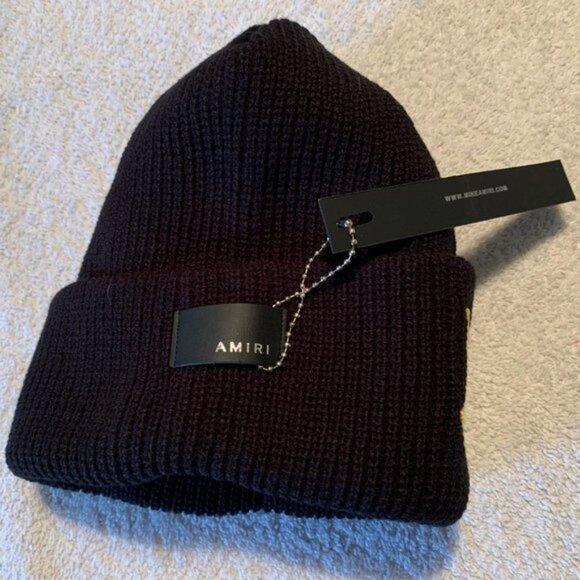 Amiri Black & White M.A Logo Beanie Embroidered - new with tags - Picture 2 of 3
